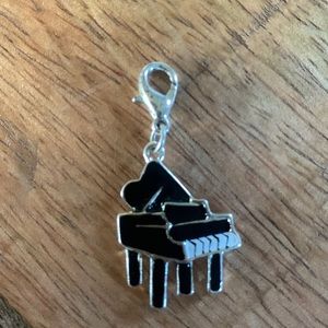 Silver & Black Enamel Piano Charm